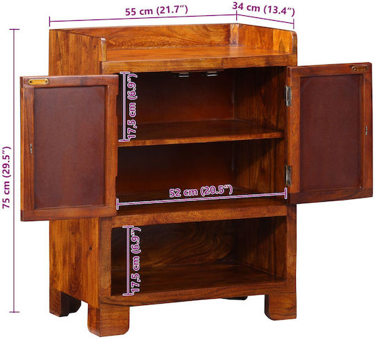 Schuhschrank aus Massivholz 55x34x75cm