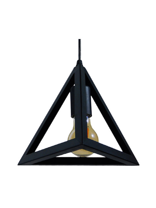 GloboStar Triangle Pendant Light Black Grid with Socket E27 25x21cm