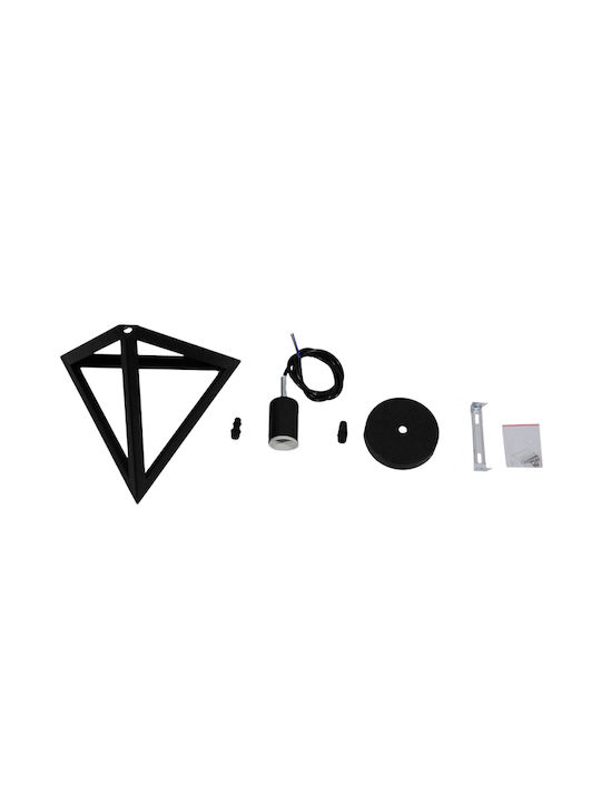 GloboStar Triangle Pendant Light Black Grid with Socket E27 25x21cm