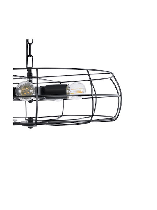 GloboStar Helix Висящо Осветително Тяло Черен Мрежа за 5 Крушки E27 48x48x12см.