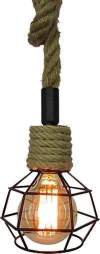 GloboStar Hellet Pendant Light Black with Rope for Socket E27 16x16x25cm