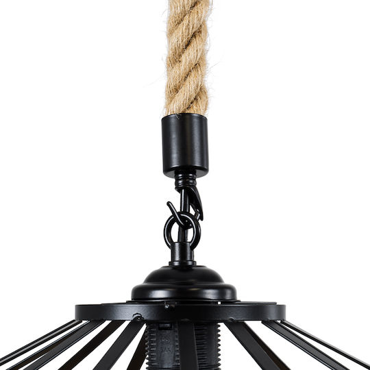 GloboStar Poli Brown Ceiling Light with Rope for E27 Socket 31x31x14cm