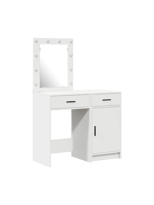 Bodenstehende Schminktisch Schlafzimmer Holz Weiß mit Spiegel 50x41x135cm