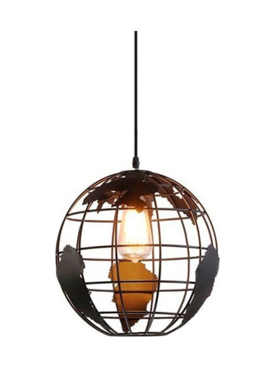GloboStar Earth Pendant Light Black with Socket E27 30cm
