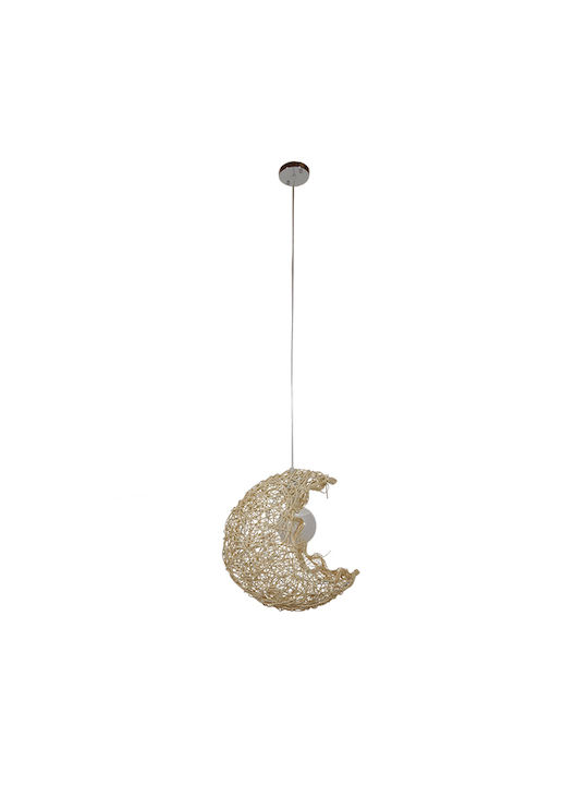 GloboStar Crescent Hängelampe Beige Glocke mit Fassung E27 30x20x35cm.