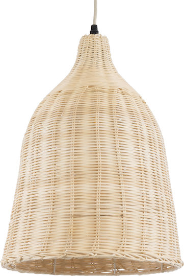GloboStar Bahamas Light Wood Висящо Таванно Осветително Тяло Бежова Камбанка с Цокъл E27 30x30x40см