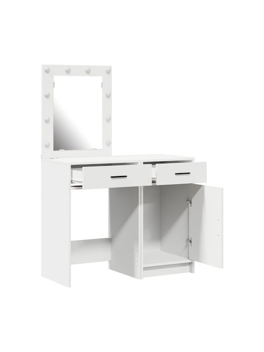 Bodenstehende Schminktisch Schlafzimmer Holz Weiß mit Spiegel 50x41x135cm