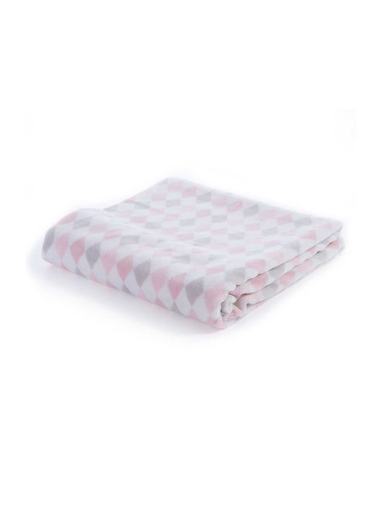 Nef-Nef Homeware Blanket Cot Rhombus Fleece Pink Pink 110x150cm