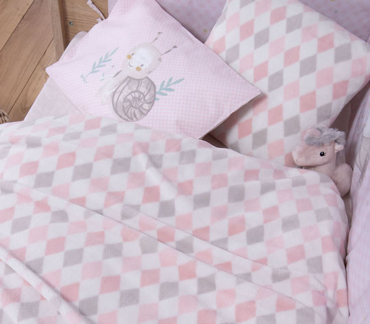 Nef-Nef Homeware Decke Kinderbett Rhombus Vlies Rosa Pink 110x150cm