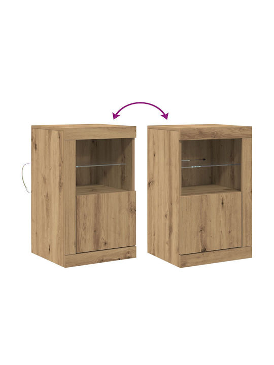 Wall Living Room Display Cabinet made of Particleboard with Glass & Lighting Artisan Oak 41x37x67cm