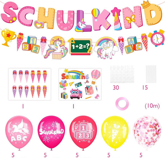 Composition with 73 Balloons Pink Elidepe Back To School Decoration