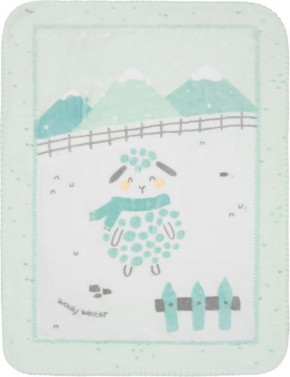 Kikka Boo Κουβέρτα Κούνιας Sheep Fleece Πράσινη 110x140εκ.