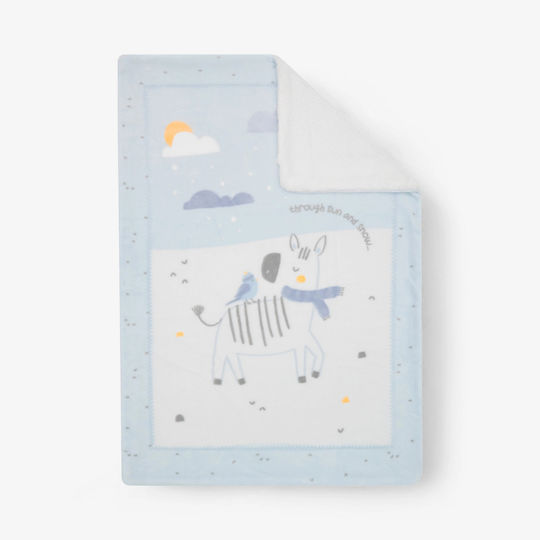 Kikka Boo Baby Blanket Nursery Swaddling Blanket Friends Fleece Light Blue 80x110cm
