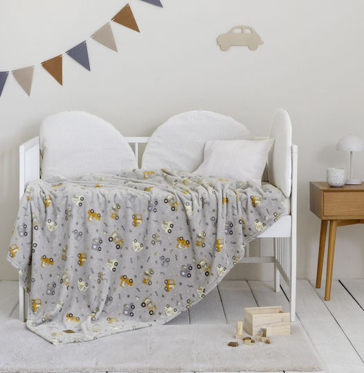 Nima Baby Blanket Cot Dino Town Fleece Grey Dino Town 110x150cm