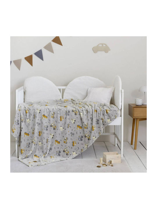 Nima Baby Blanket Cot Dino Town Fleece Grey Dino Town 110x150cm