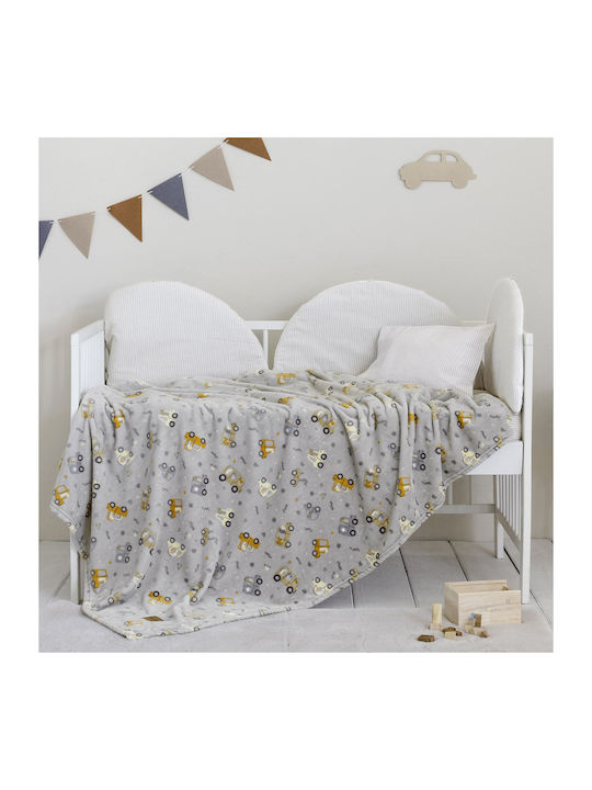 Nima Baby Blanket Cot Dino Town Fleece Grey Dino Town 110x150cm