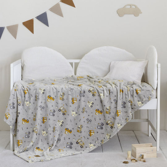 Nima Baby Blanket Cot Dino Town Fleece Grey Dino Town 110x150cm