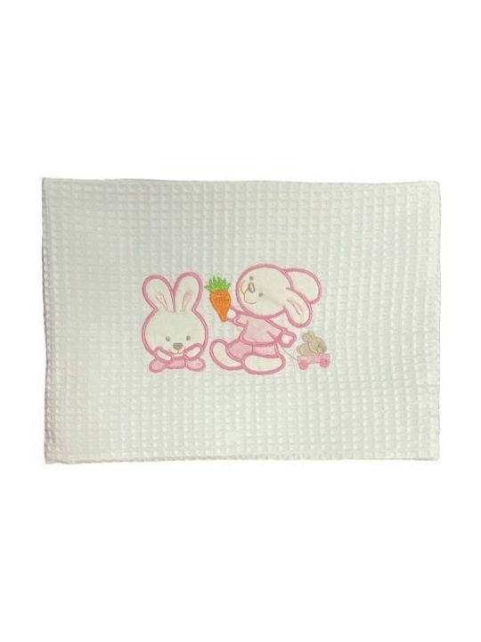 Adam Home Κουβέρτα Κούνιας Rabbit Πικέ Λευκή 110x140εκ.