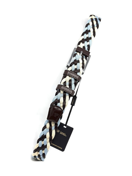 Men's Belt Leather Knitted Blue