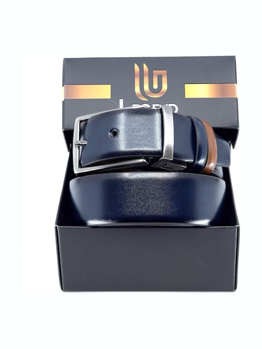 Men's Belt from Artificial Leather Double Sided Blue