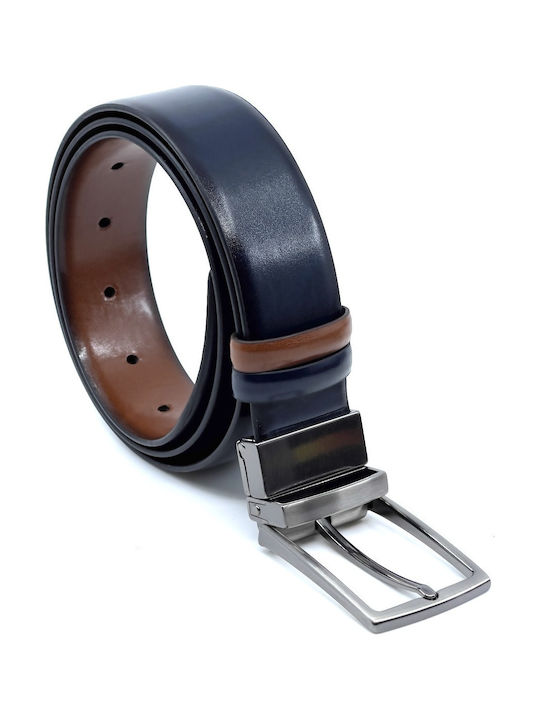 Men's Belt from Artificial Leather Double Sided Blue