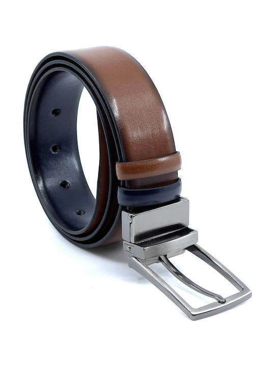 Men's Belt from Artificial Leather Double Sided Blue