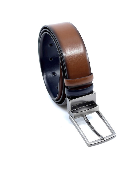 Men's Belt from Artificial Leather Double Sided Blue