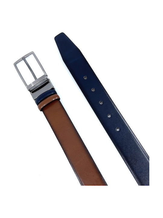 Men's Belt from Artificial Leather Double Sided Blue