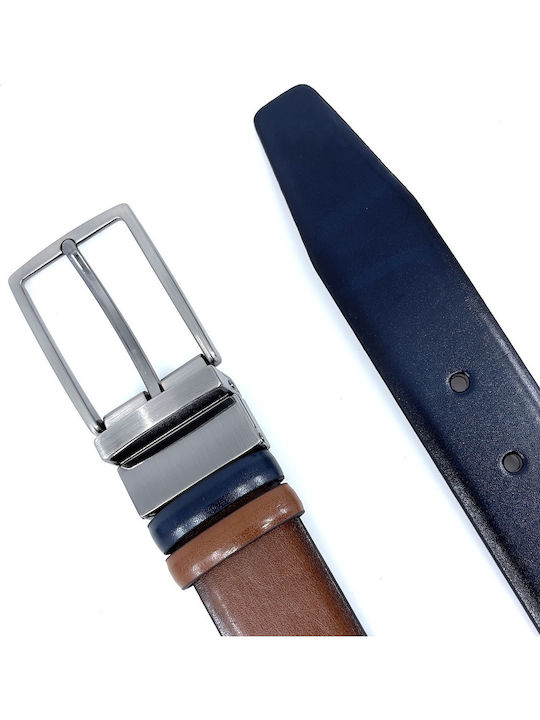 Men's Belt from Artificial Leather Double Sided Blue