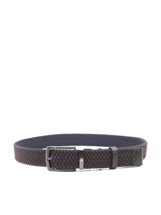 Elastic Men's Belt Leather Knitted Double Sided Brown