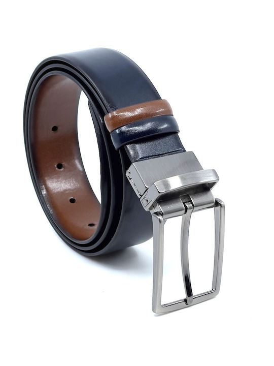 Men's Belt from Artificial Leather Double Sided Blue