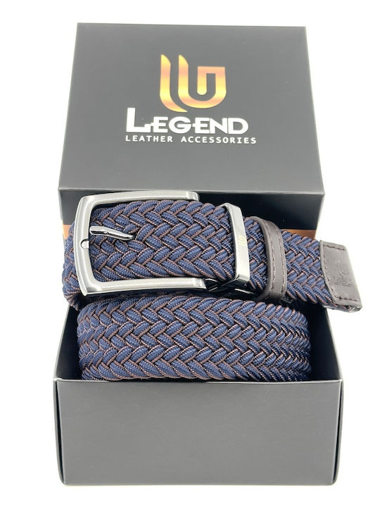 Elastic Men's Belt Leather Knitted Double Sided Brown