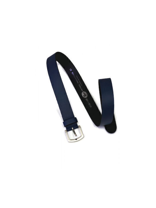 Breit Herren Gürtel Leder Blau
