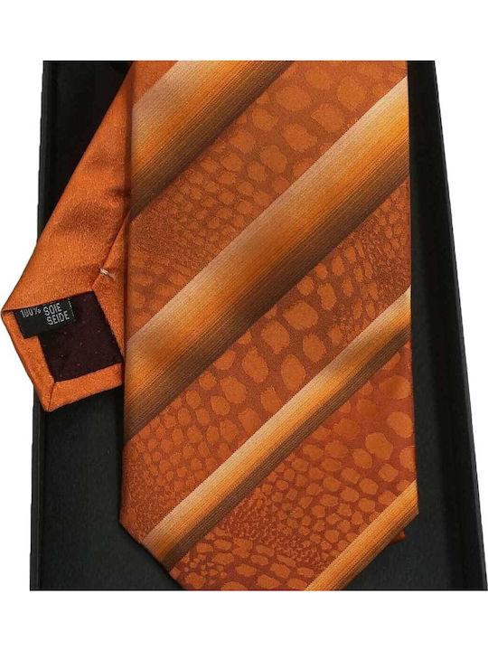 Makis Tselios Fashion Men's Tie Silk Printed in Orange Color Makis Tselios Fashion Men's Tie Silk Printed in Orange Color