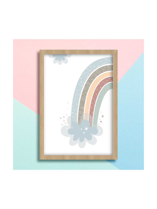 Tablou Copilăresc Blue Rainbow cu Ramă Neagră din Lemn 21x30buc