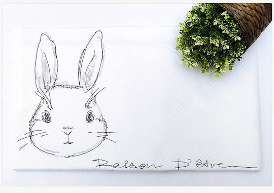 Raison D' Etre Blanket Cot Rabbit De Niro Waffle White 120x160cm