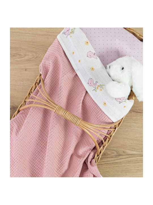Borea Decke Wickeltücher für Kinderzimmer Birdie Waffel Rosa 80x110cm