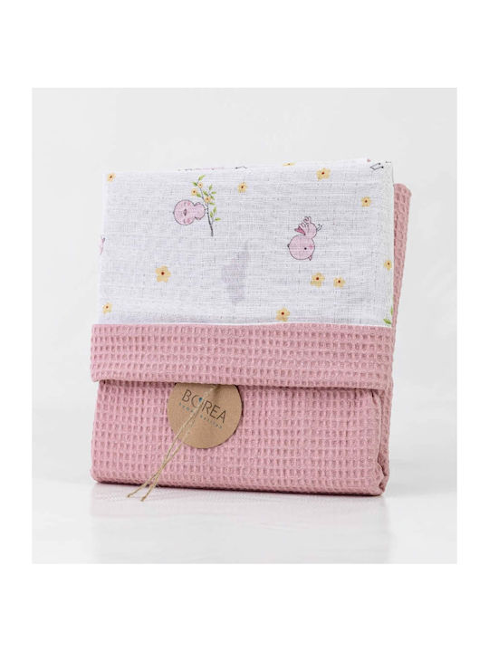 Borea Decke Wickeltücher für Kinderzimmer Birdie Waffel Rosa 80x110cm