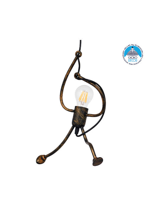 GloboStar Little Man Pendant Light Brown with Socket E27 20x40cm