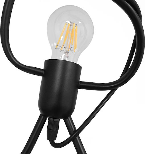 GloboStar Little Man Κρεμαστό Φωτιστικό Μαύρο με Ντουί E27 37x23x40εκ.