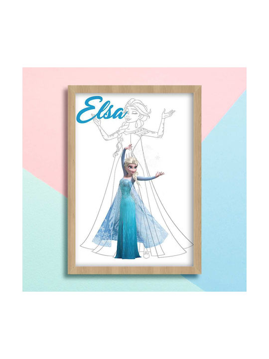 Παιδικό Κάδρο Princess Elsa με Μαύρη Κορνίζα από Ξύλο 30x40εκ.