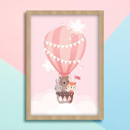 Kids Framed Wall Painting Hot air balloon 30x40cm