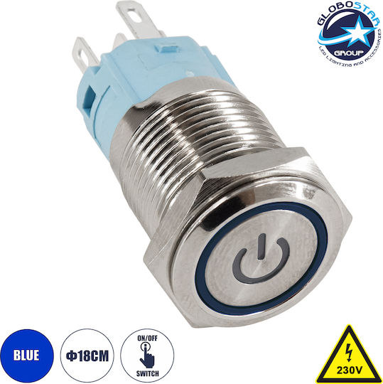 GloboStar On-Off switch Pushbutton with Lighting Blue 1pcs
