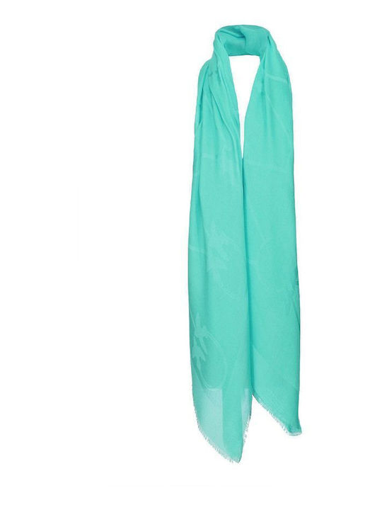 Pinko Large Monogram Γυναικείο Φουλάρι Τιρκουάζ