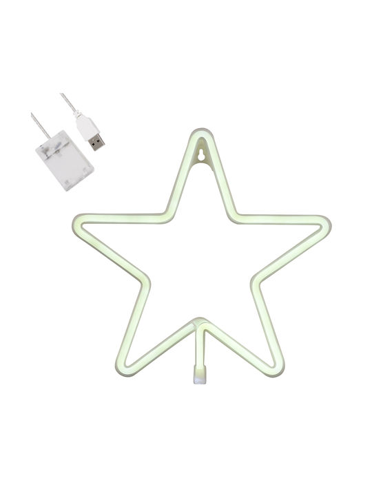 GloboStar Plastic Illuminated Christmas Decorative Pendant Star 27.5x1.5x27.5cm White