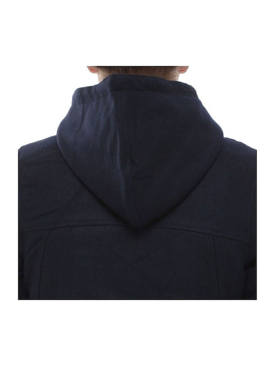 Damen navy Dufflecoat mit Kapuze