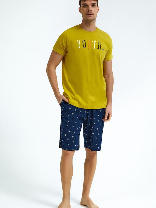 Roly Poly Men's Summer Pajamas Set Mustard