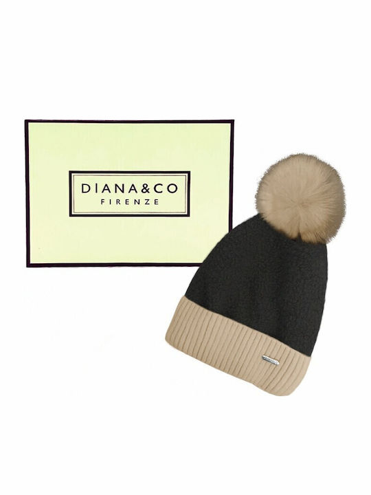 Pom Pom Beanie Γυναικείος Σκούφος Πλεκτός σε Μαύρο χρώμα