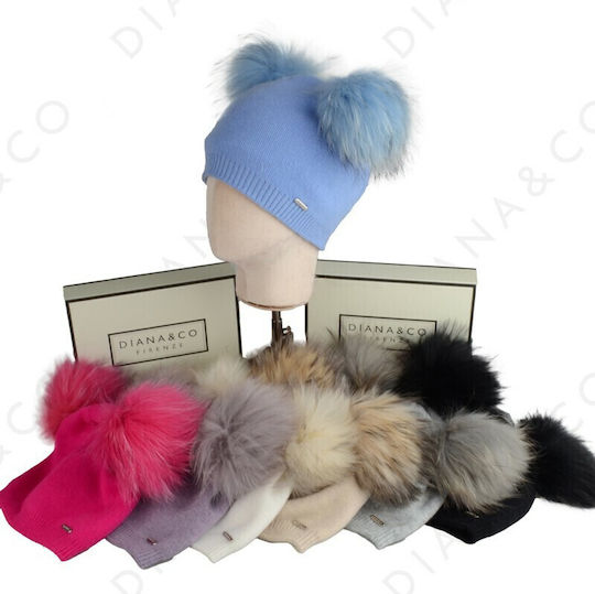 Pom Pom Beanie Frauen Beanie Gestrickt in Beige Farbe