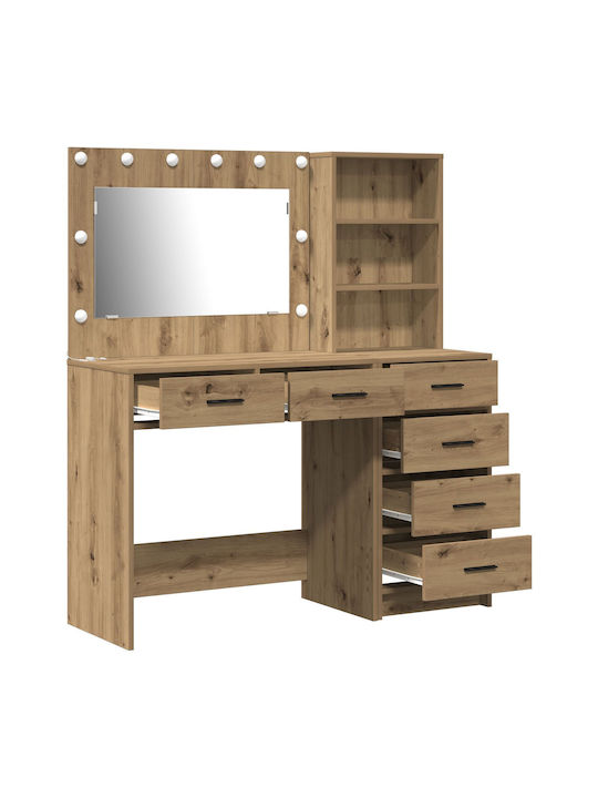Floor-Standing Makeup Dressing Table Made of Solid Cedar Wood with Mirror 40x40.5x135cm